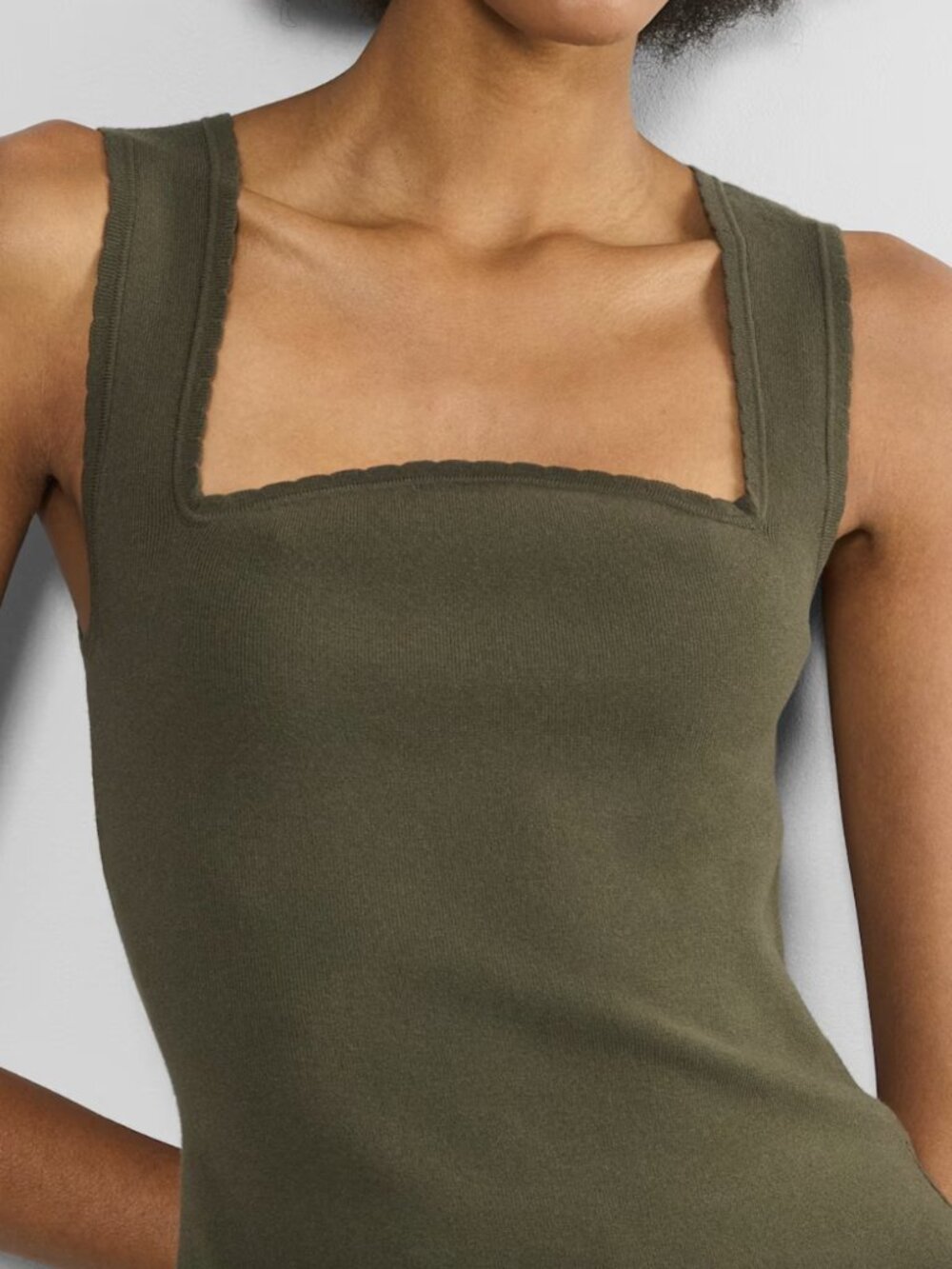 Aritzia Balled knit olive tank